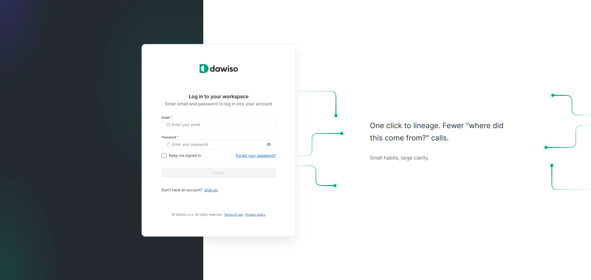 Rebuilt Dawiso login page